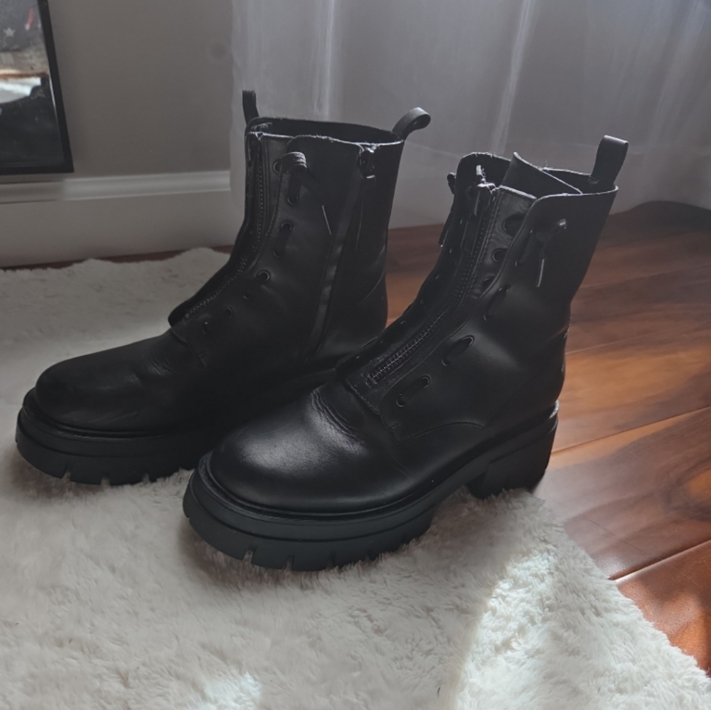 Ash Black Combat & Moto Boots - Picture 2 of 7